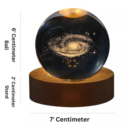 Crystavia™ 3D Engraved Crystal Ball LED Night Lamp with Wooden Base