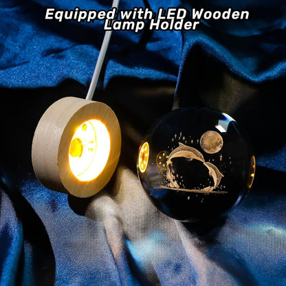 Crystavia™ 3D Engraved Crystal Ball LED Night Lamp with Wooden Base