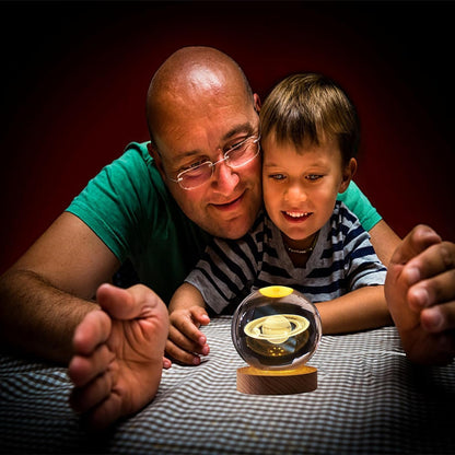 Crystavia™ 3D Engraved Crystal Ball LED Night Lamp with Wooden Base