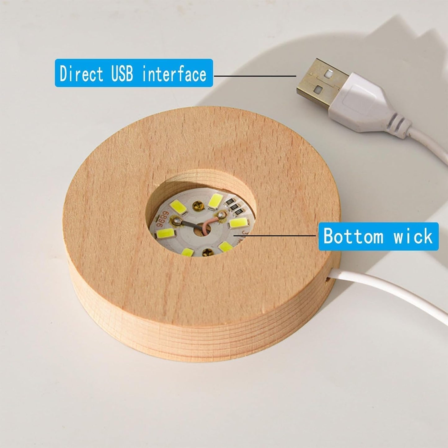 Crystavia™ 3D Engraved Crystal Ball LED Night Lamp with Wooden Base